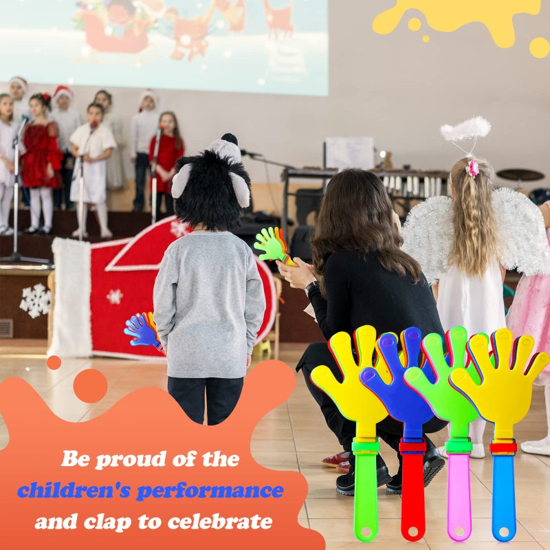 Sratte 80 Pcs 9.5 Inch Hand Clappers Noisemakers Bulk Clappers Noisemakers Party Favors Mini Hand Clappers Plastic Noise Makers for Sporting Events Fiesta Birthday Game Rewards Cheers Supplies - Image 5